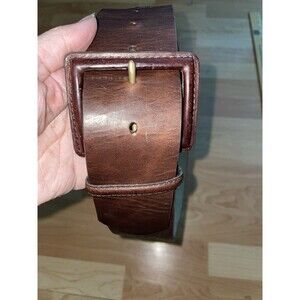 BCBGMAXAZRIA Brown Leather Belt XS Tooled Scrollwork Leather Buckle